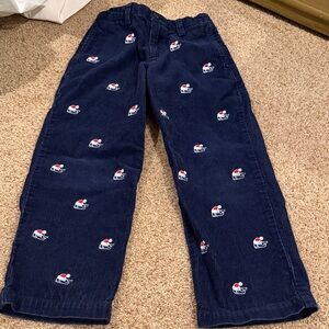 Vineyard Vines Santa Whale Navy Corduroy Pants with Whale Design
